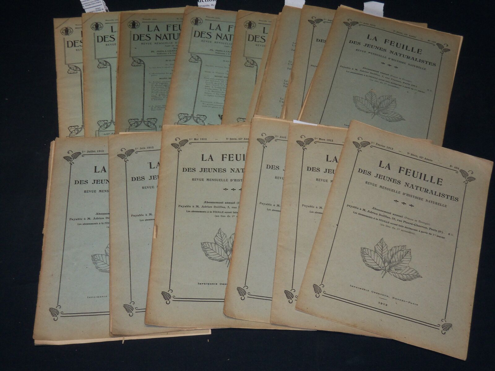 1912-1925 LA FEUILLE DES NATURALISTES FRENCH MAGAZINE LOT OF 22 ISSUES - WR 106C