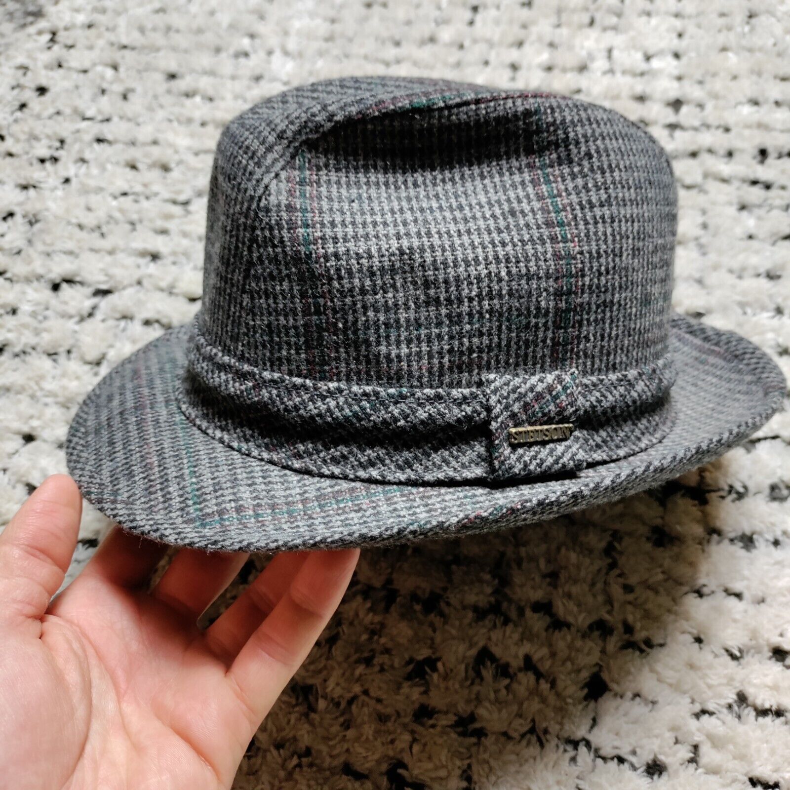 Vintage Stetson Fedora Hat 6 7/8 Gray Nailshead Union Made In USA