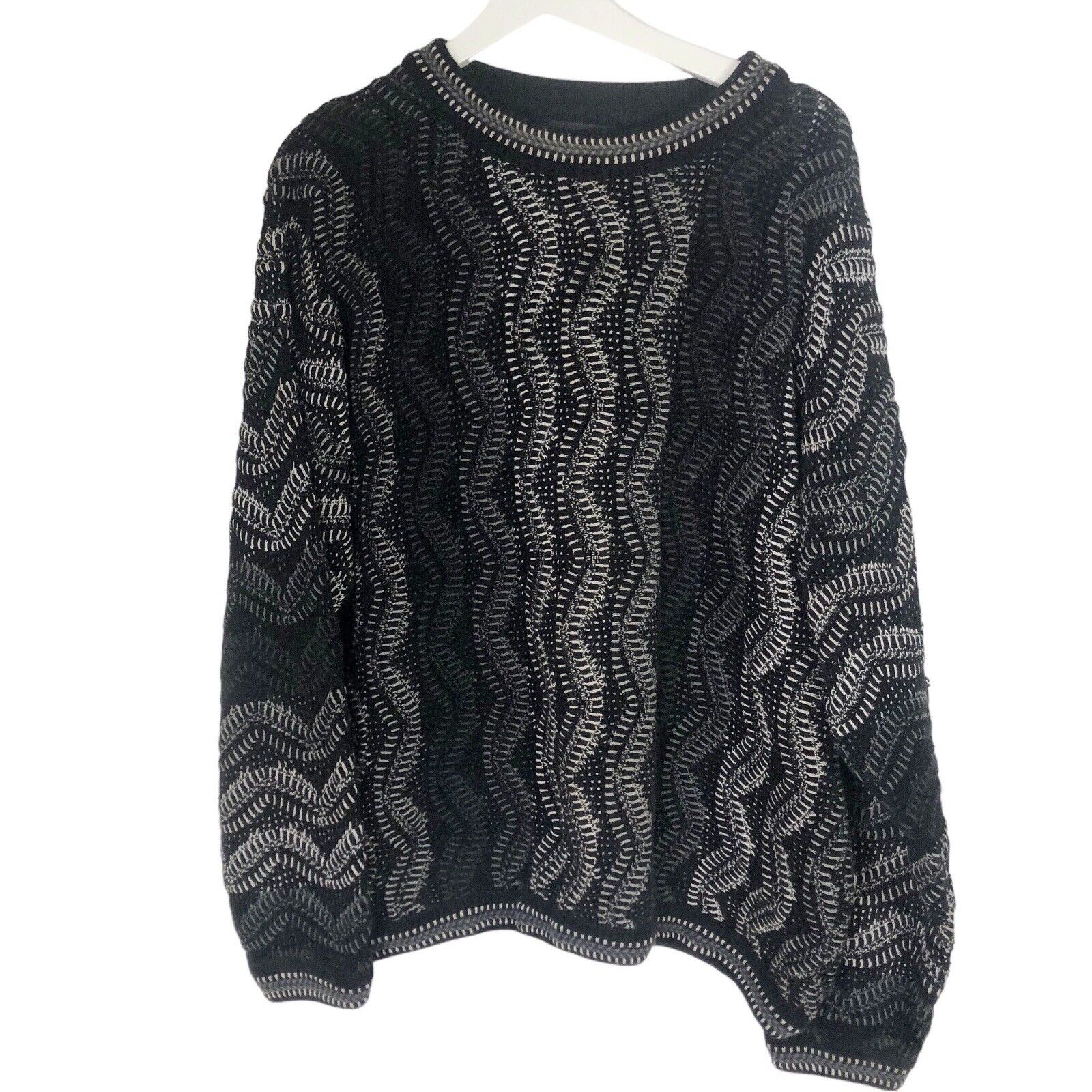 Vintage Baracuta Tundra Mens Large 3D 90s Multi Color Mercerized Cotton Sweater