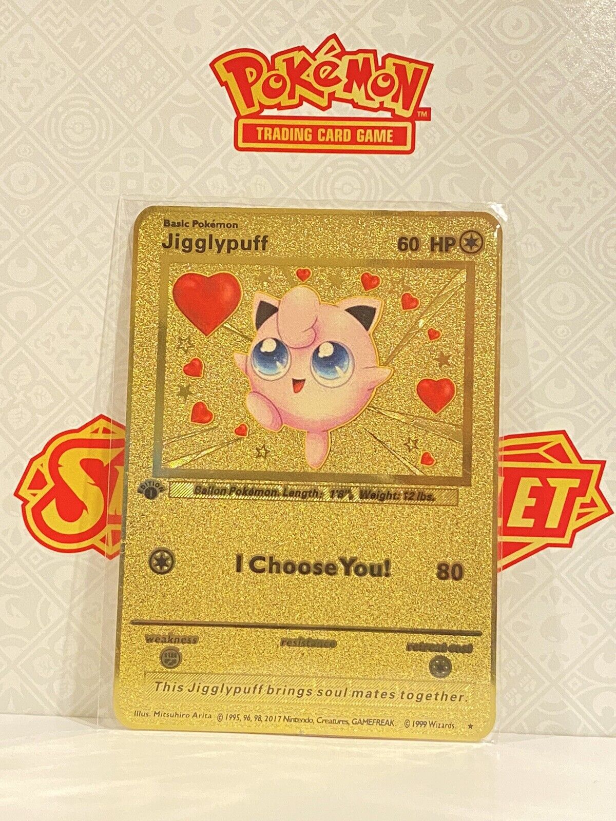 Jigglypuff I choose You Love Gold Metal Pokémon Card- Collectible/Gift/Display
