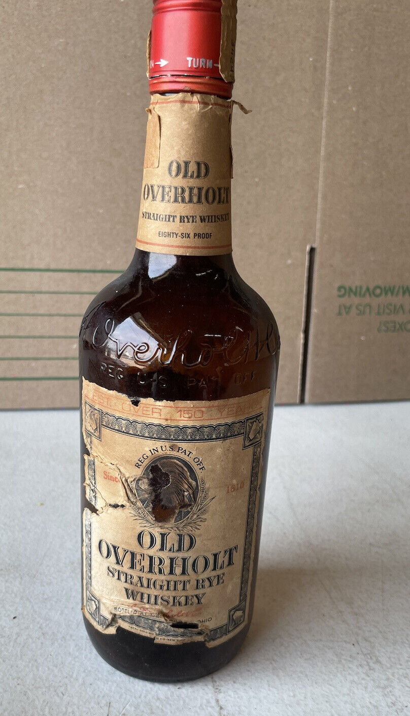 Vintage Old Overholt Straight Rye 4/5 Quart Whiskey Bottle EMPTY EMPTY EMPTY