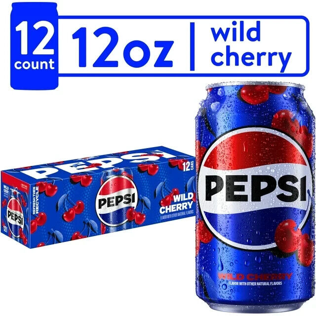 Pepsi Wild Cherry Refreshing Soft Drink Soda Pop Cans 12 Pack - 12 fl oz