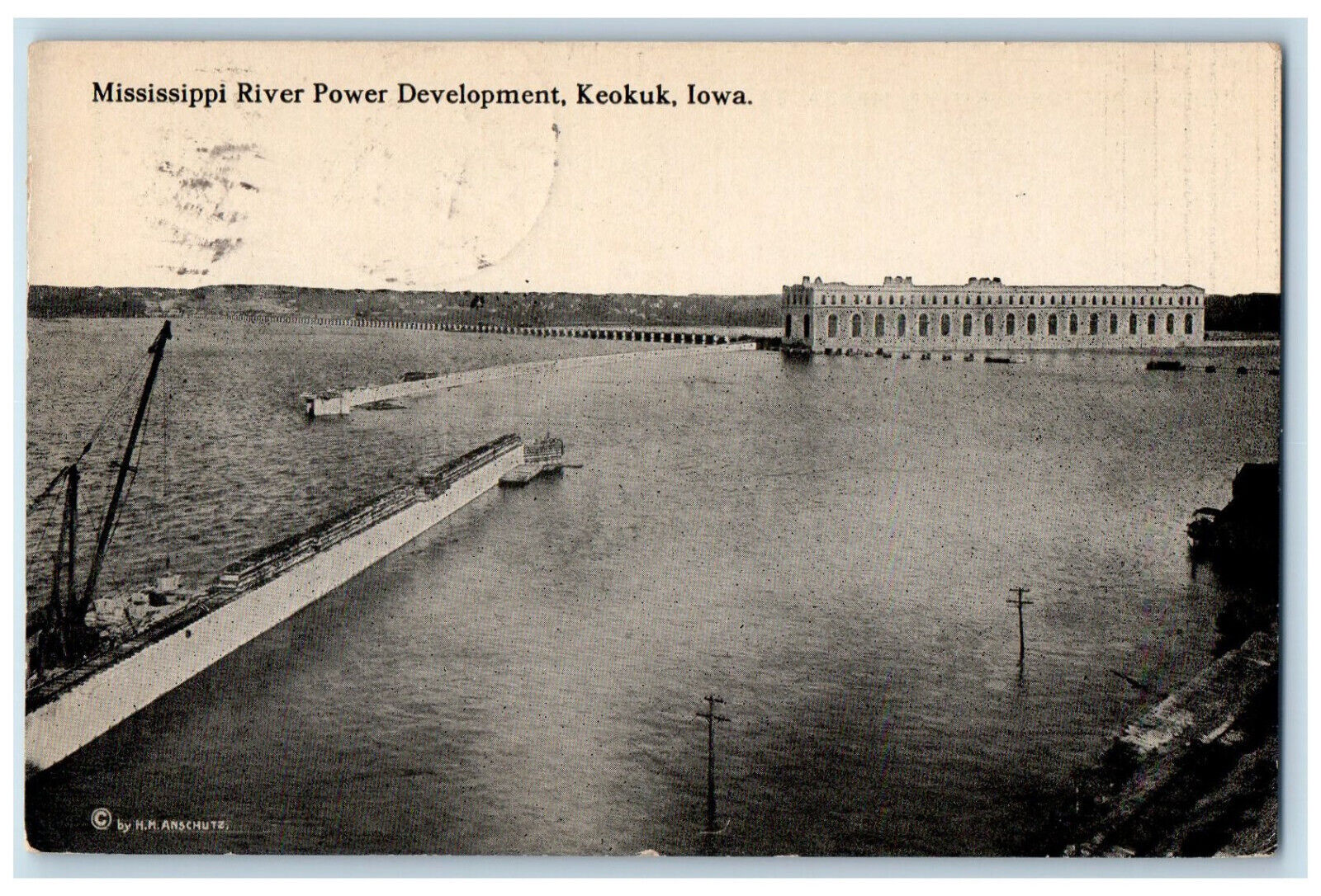 1913 Mississippi River Power Development Keokuk Iowa IA Antique Posted Postcard