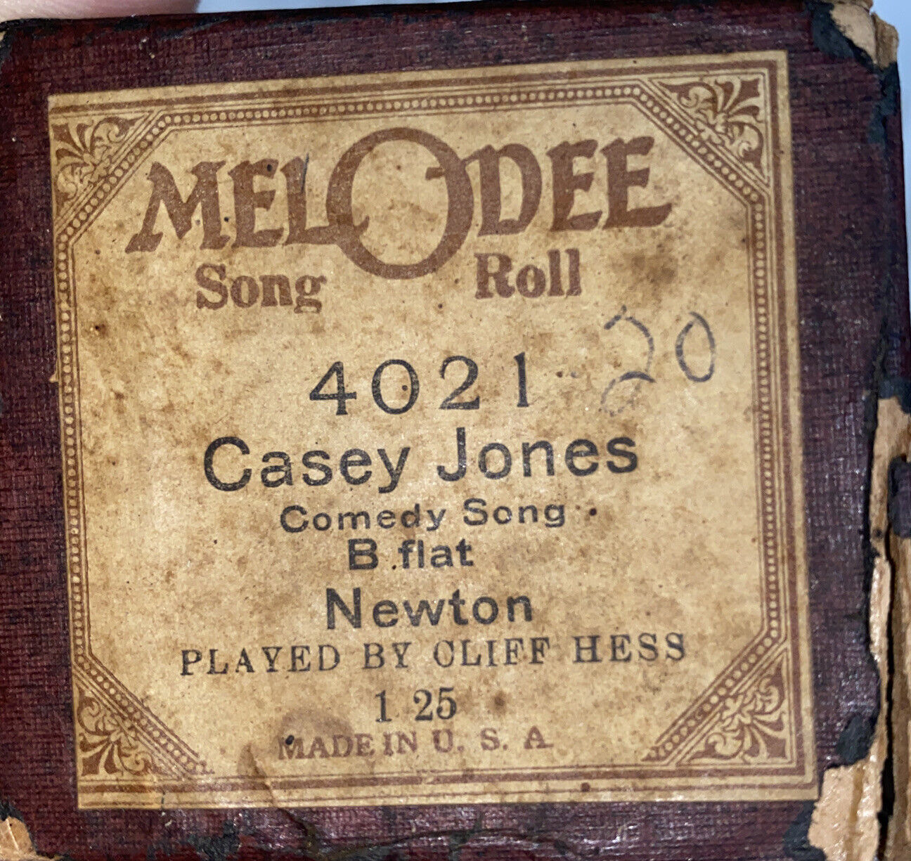 Melodee Music Roll 4021 - CASEY JONES  Cliff Hess -Player Piano Roll