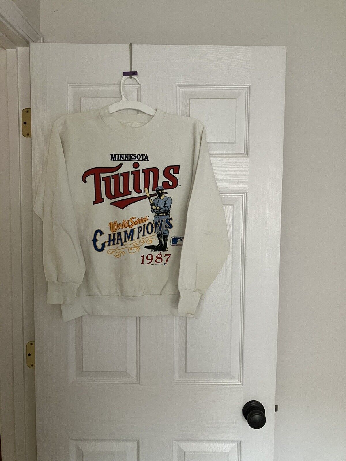Vintage 80s 1987 Minnesota Twins World Series Champions Sweatshirt White Men L