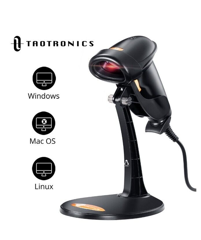 NEW TAOTRONICS BARCODE SCANNER USB W/STAND FOR HANDS FREE OR HANDLE USE