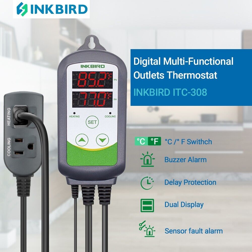 Inkbird ITC-308 Thermostat Programmable Homebrewing Temperature Controller Heat