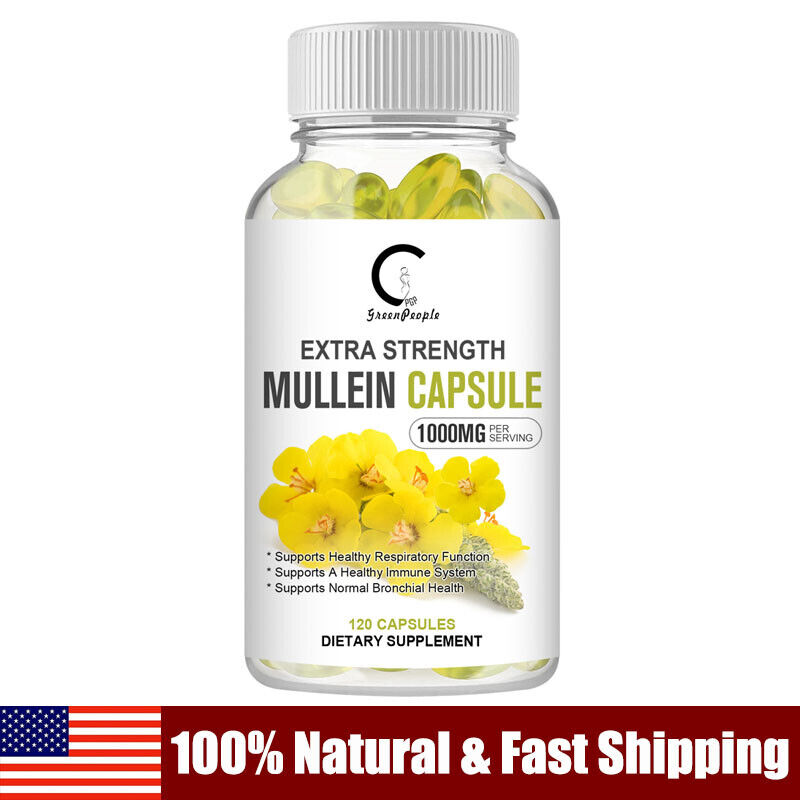 Mullein Leaf Capsules 1000MG For Lung Cleanse Detox,Support Healthy Respiratory
