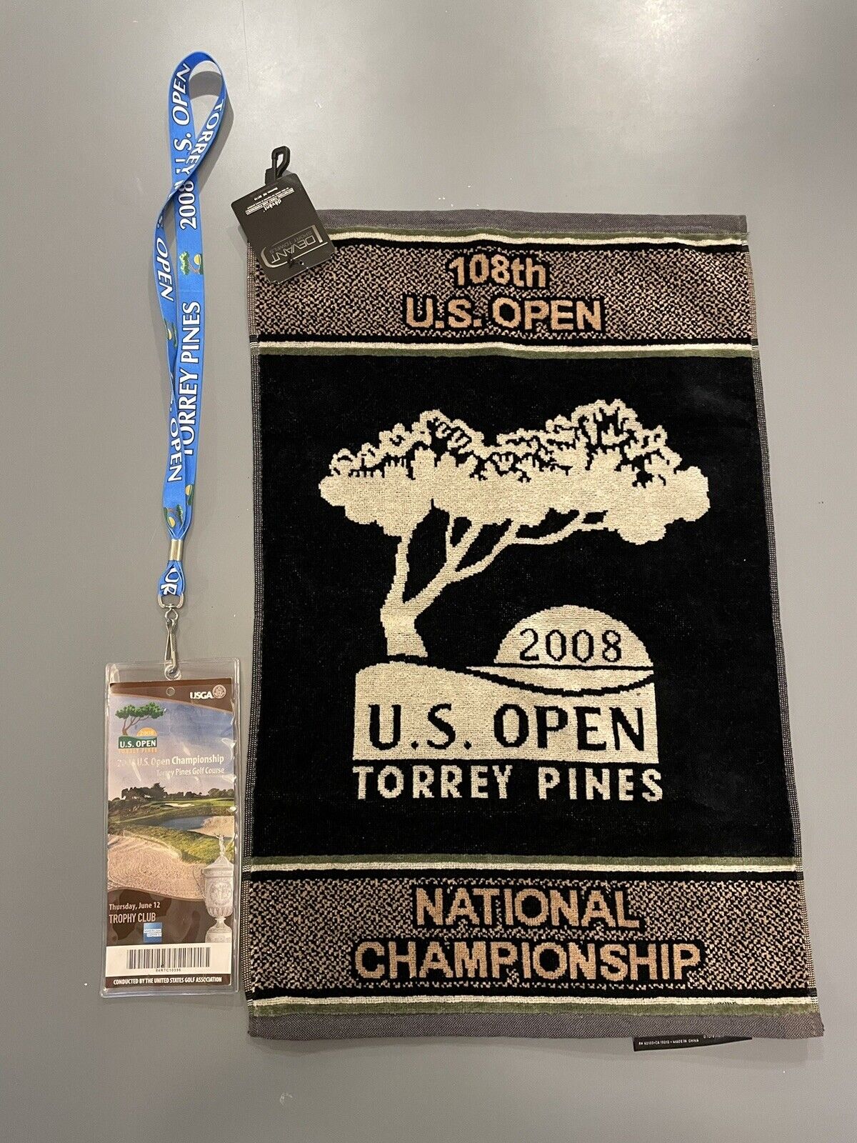 NEW 2008 US Open Torrey Pines Golf Towel and Ticket 108th Edition National Champ