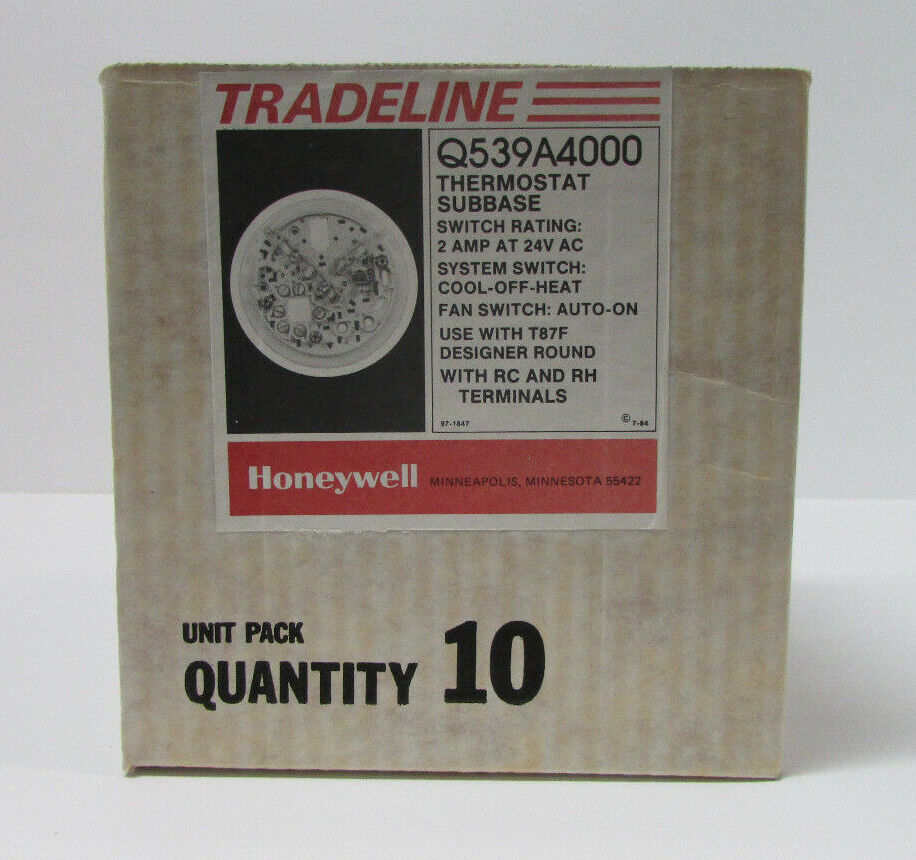 Honeywell Q539A4000 Thermostat Subbase With Heat/cool 52635 NIB 1-10pc Box
