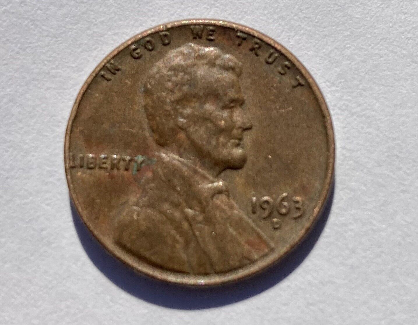 1963 D Lincoln Memorial penny L on edge error -(RARE)-