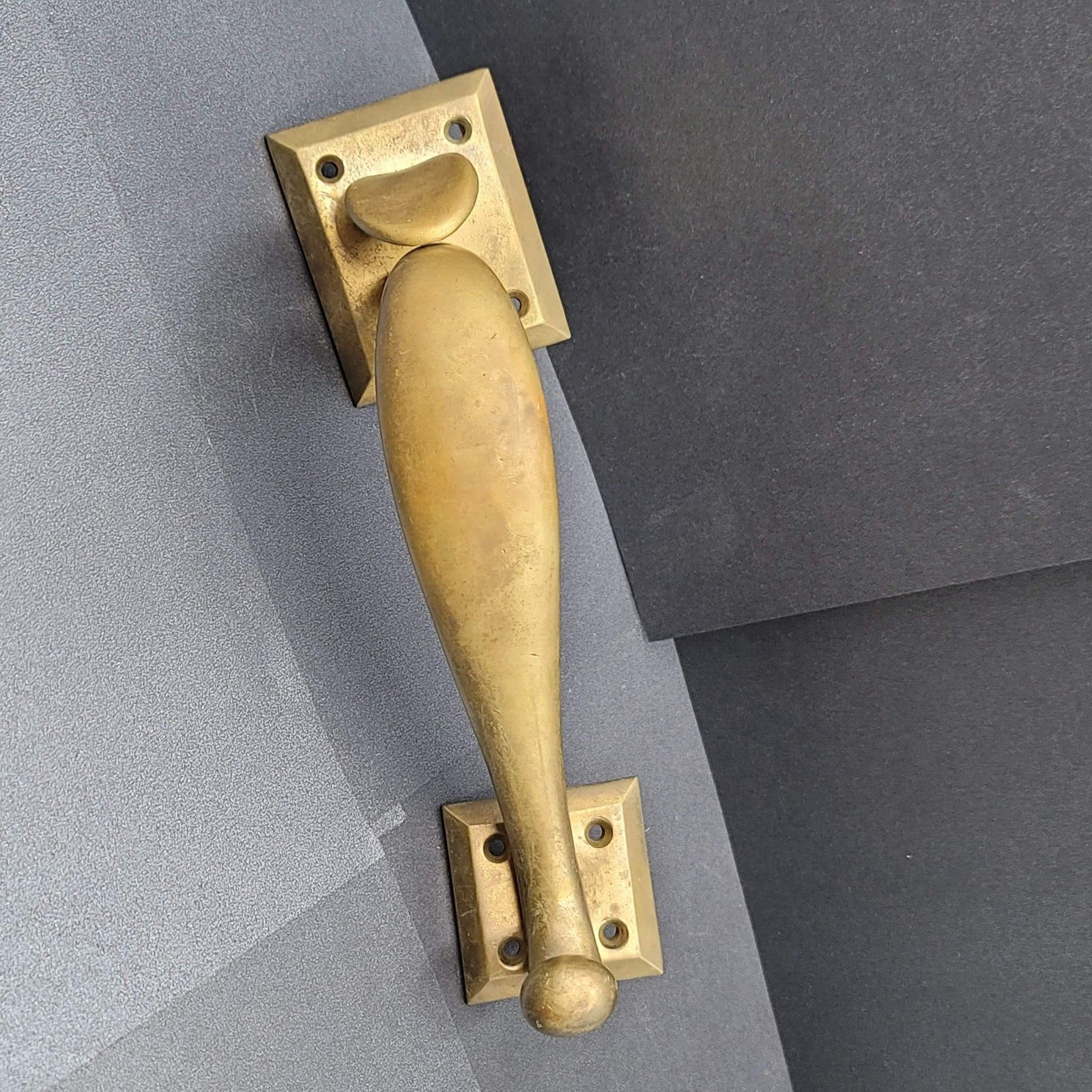 Vintage Brass Exterior Door Knob Pull Handle holes 6\