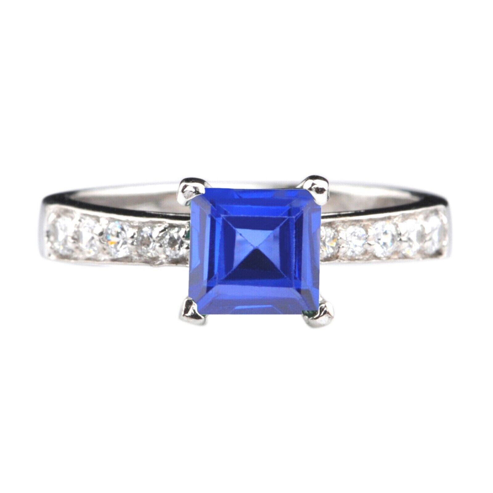1.70Ct  Natural Blue Tanzanite Certified Diamond Ring In 14KT White Gold