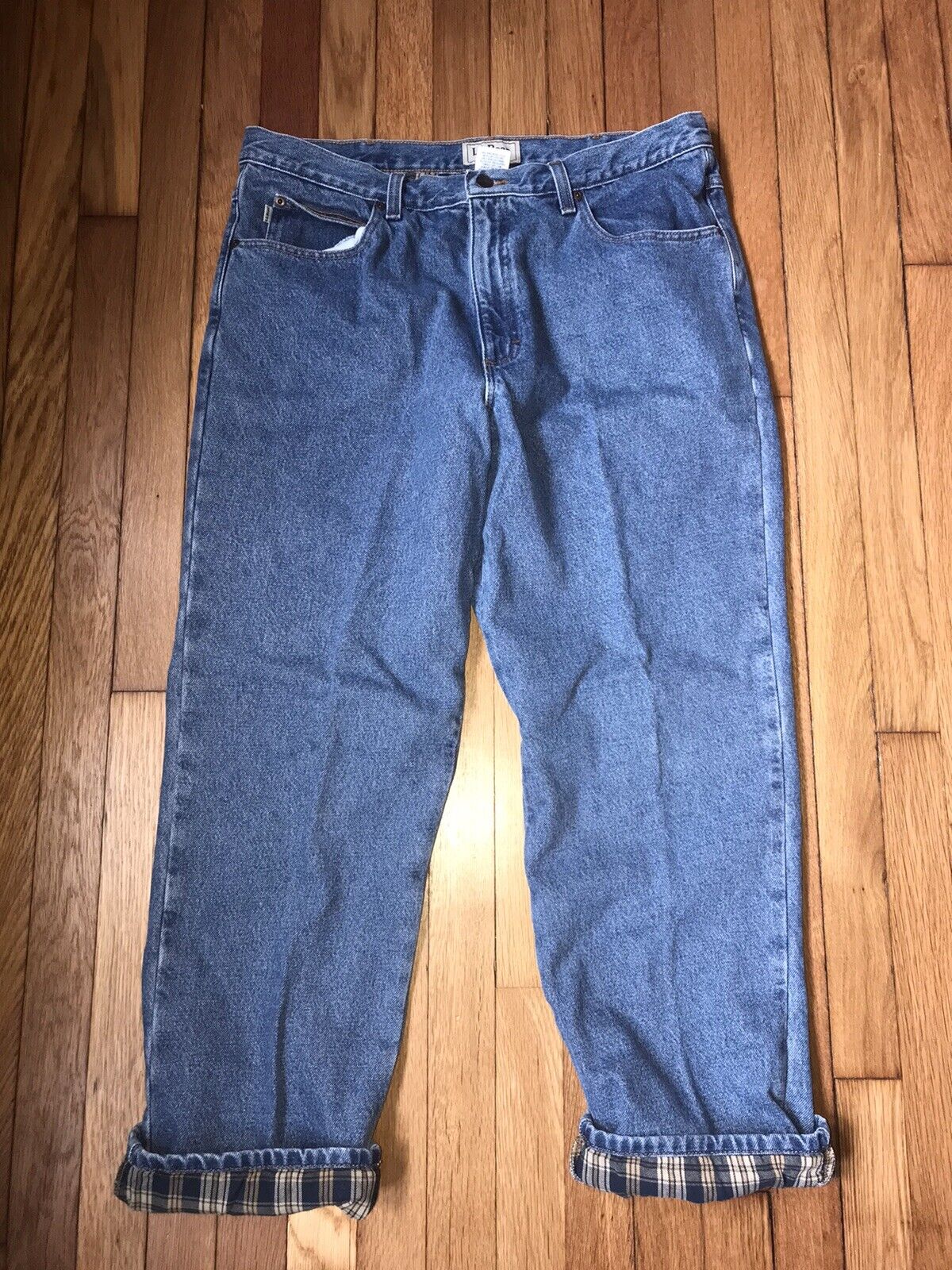 VINTAGE  LL BEAN FLANNEL LINED JEANS mens 36 x 30