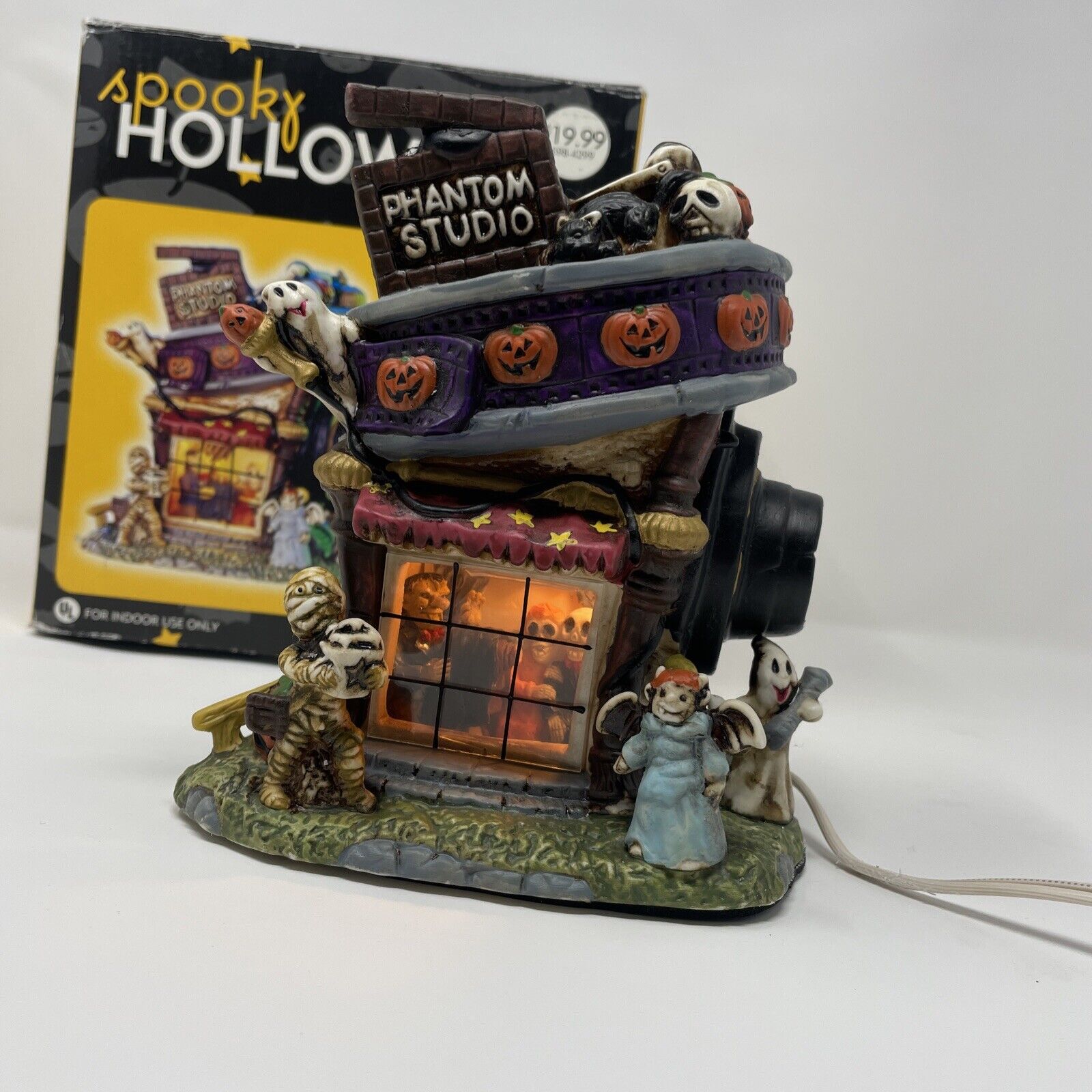 Phantom Studio Spooky Hollow Lighted Hand Painted Porcelain Boxed Halloween