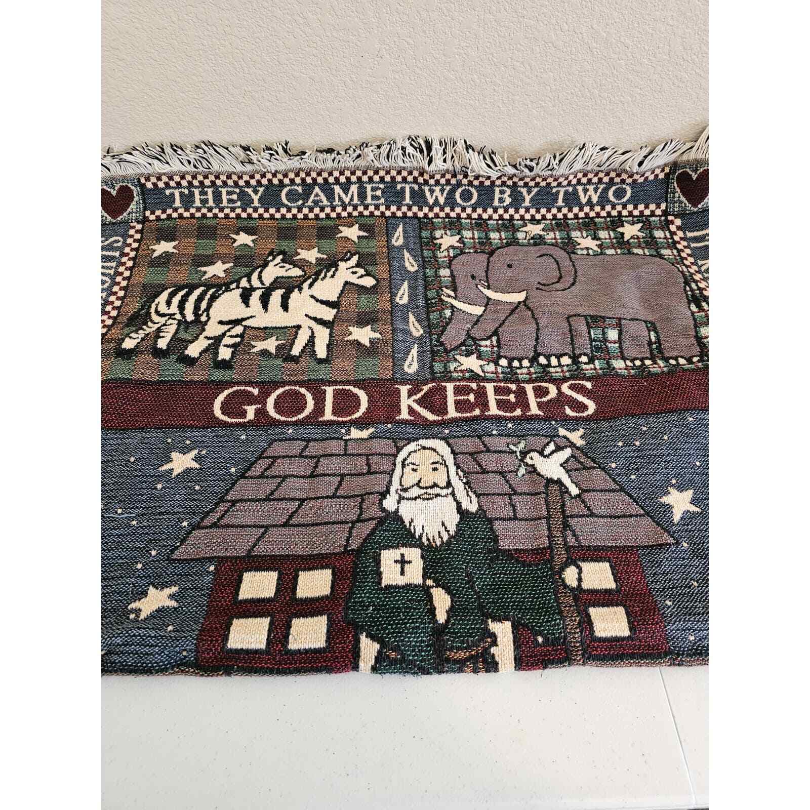 Noahs Ark Tapestry Blanket Afghan Throw They Came Two by Two Religious