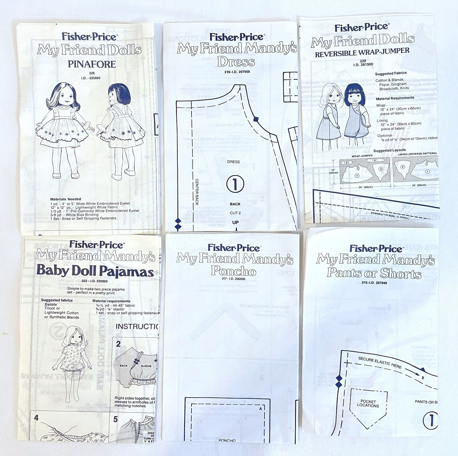 Vintage 1978 Uncut Fisher Price Fashion Patterns for My Friend Mandy Dolls