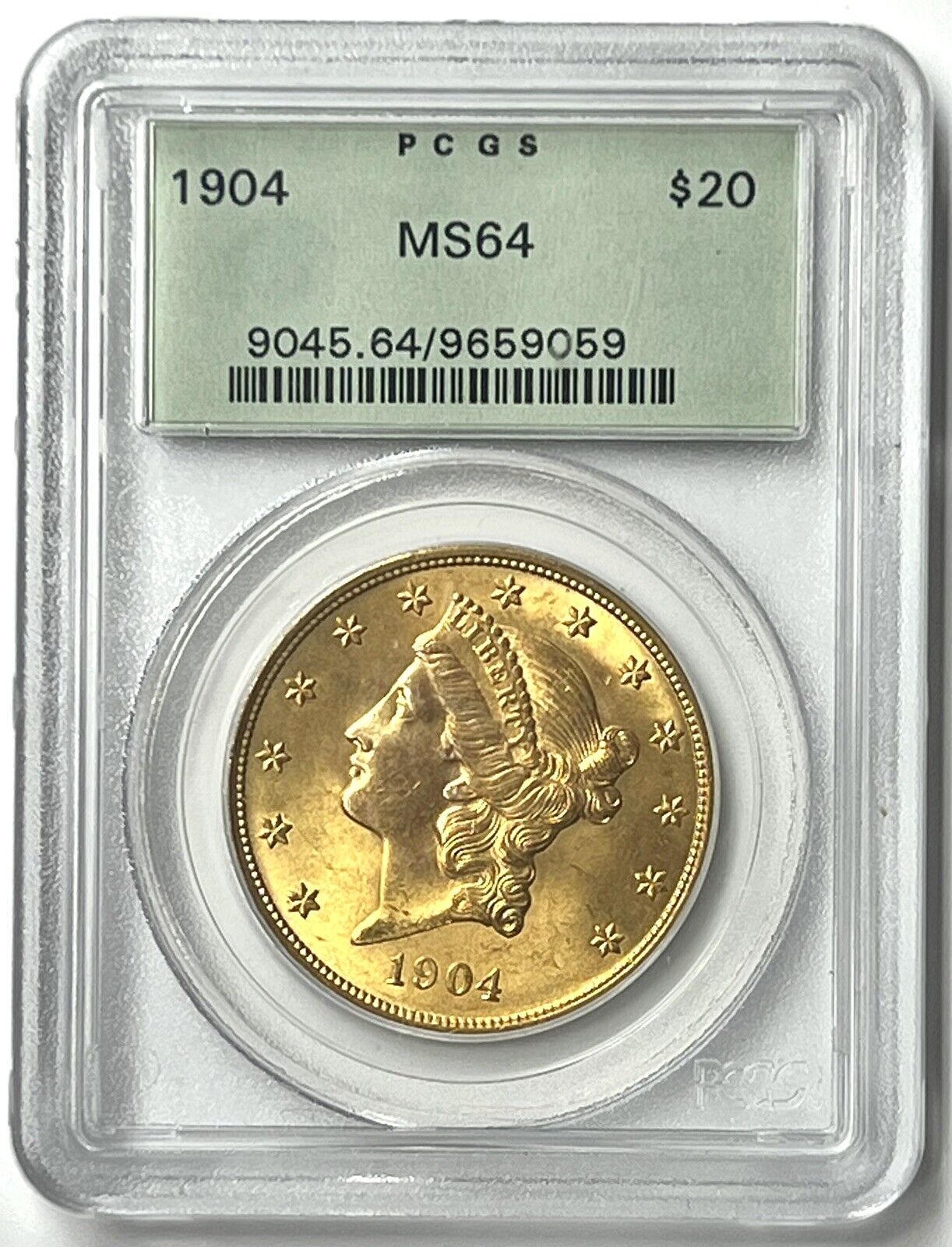1904 $20 Gold Liberty Double Eagle PCGS MS64 Old Green Holder- Premium Quality