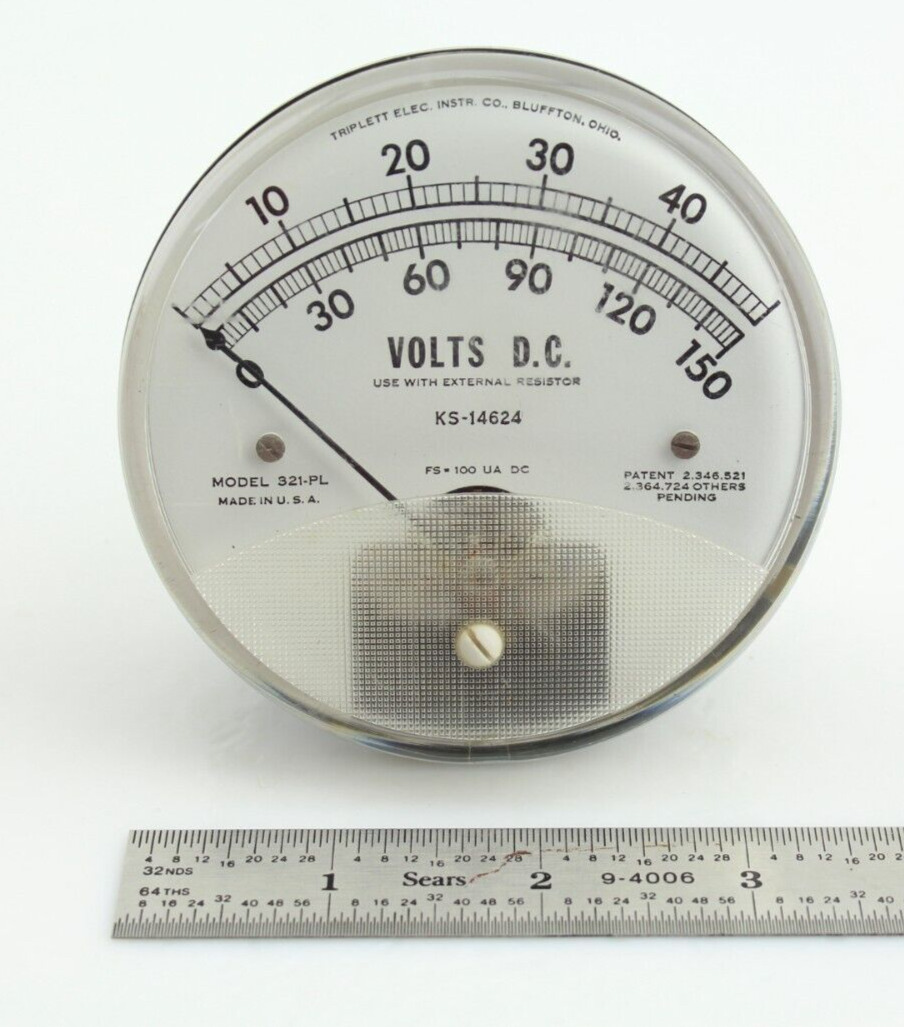 Vintage 1962 TRIPLETT VOLTS D.C. Model 321-PL Panel Meter Made in USA KS-14624