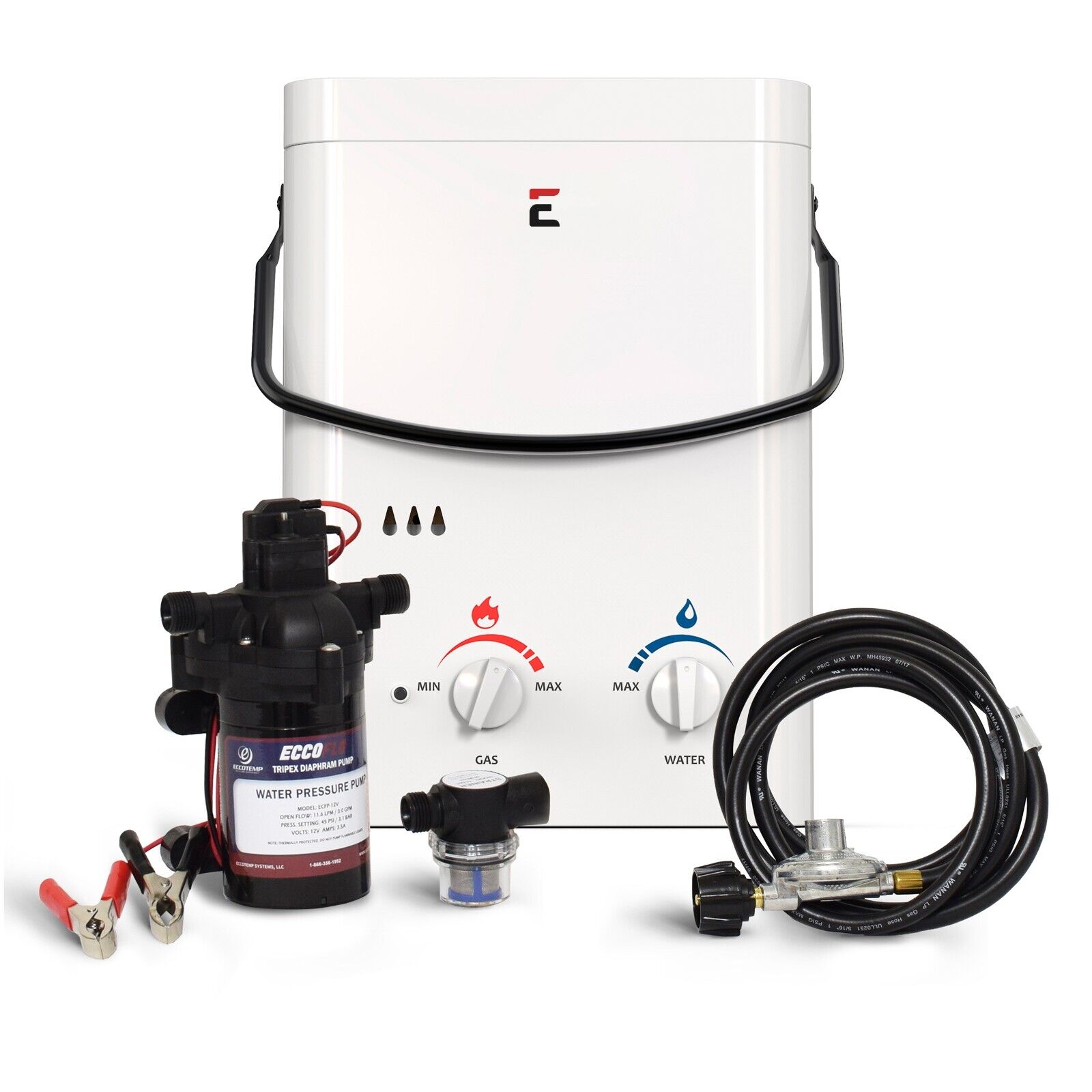 Eccotemp L5 Portable Outdoor Tankless Water Heater w/ EccoFlo Diaphragm 12V Pump