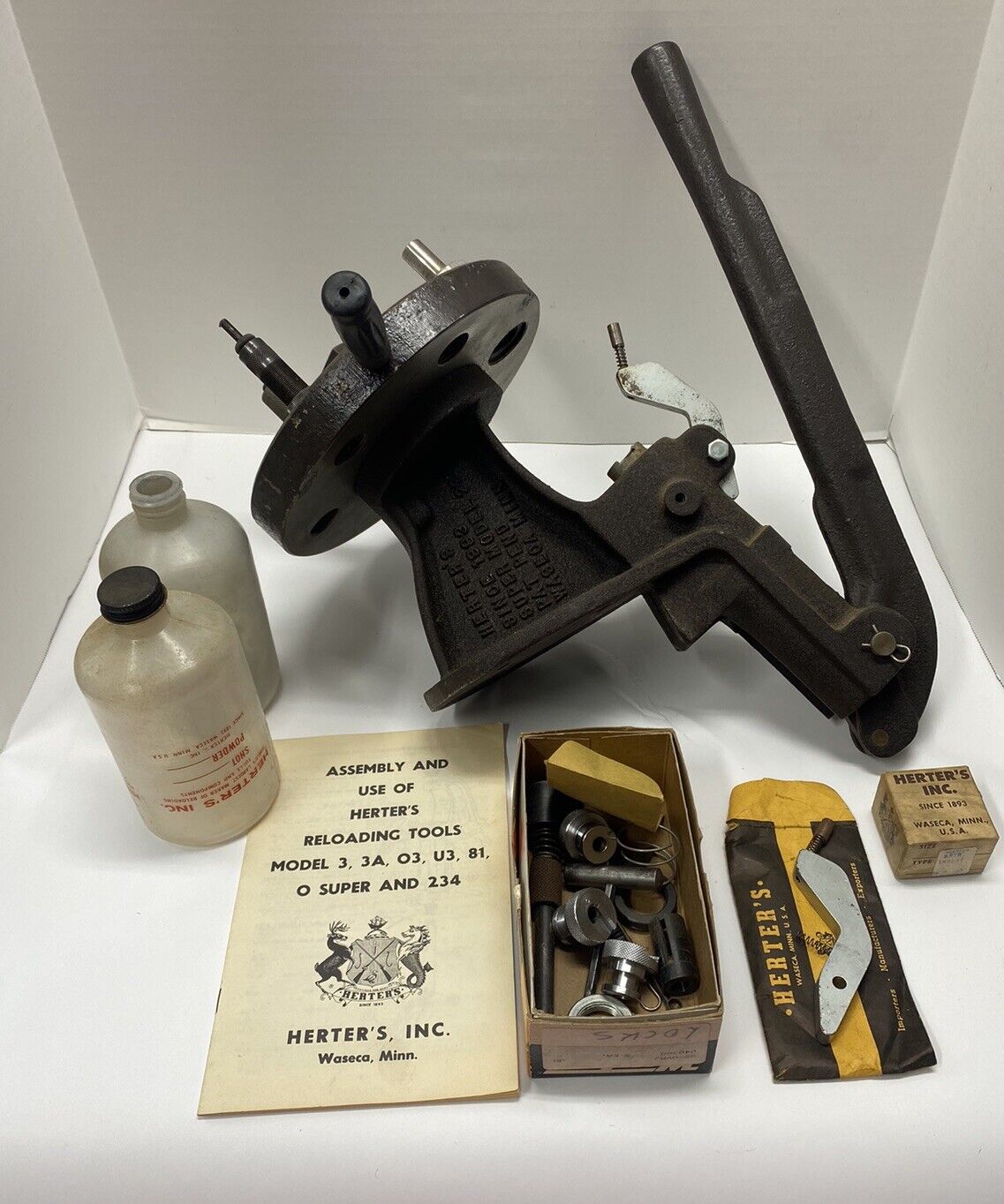 Herter’s Super Model 234 Bench Mount Reloading Press w/ Extras Vintage Tool