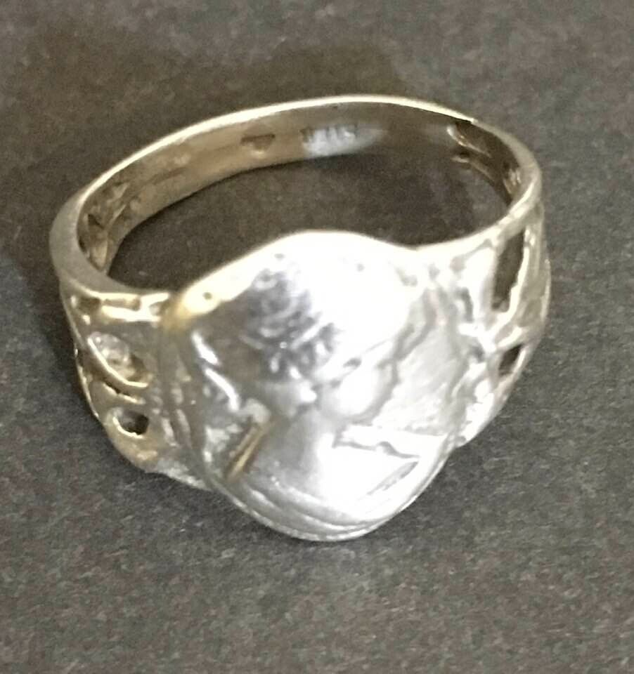 Antique Solid Sterling Silver Elegant Victorian Cameo Ring SZ 5.5 Unique Piece