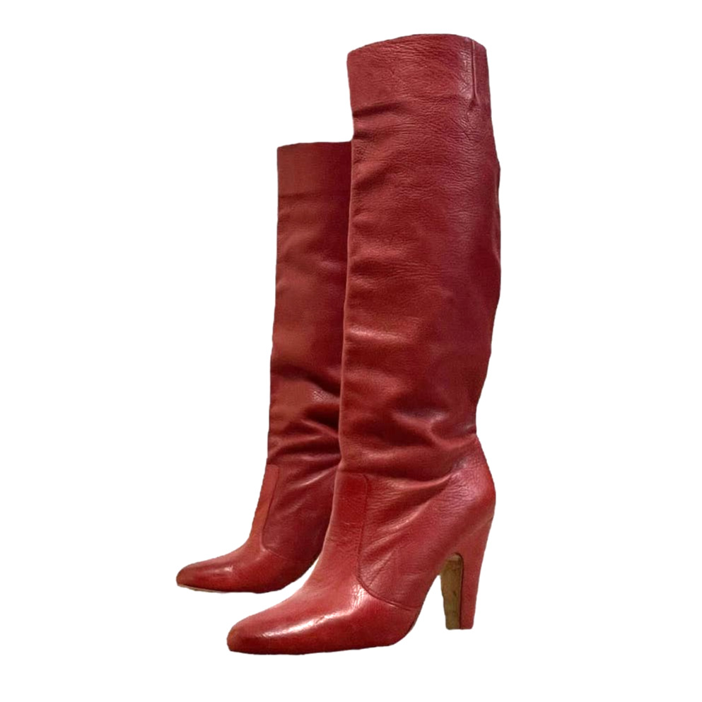 Vintage 90s Aldo red leather heeled knee high boots 9
