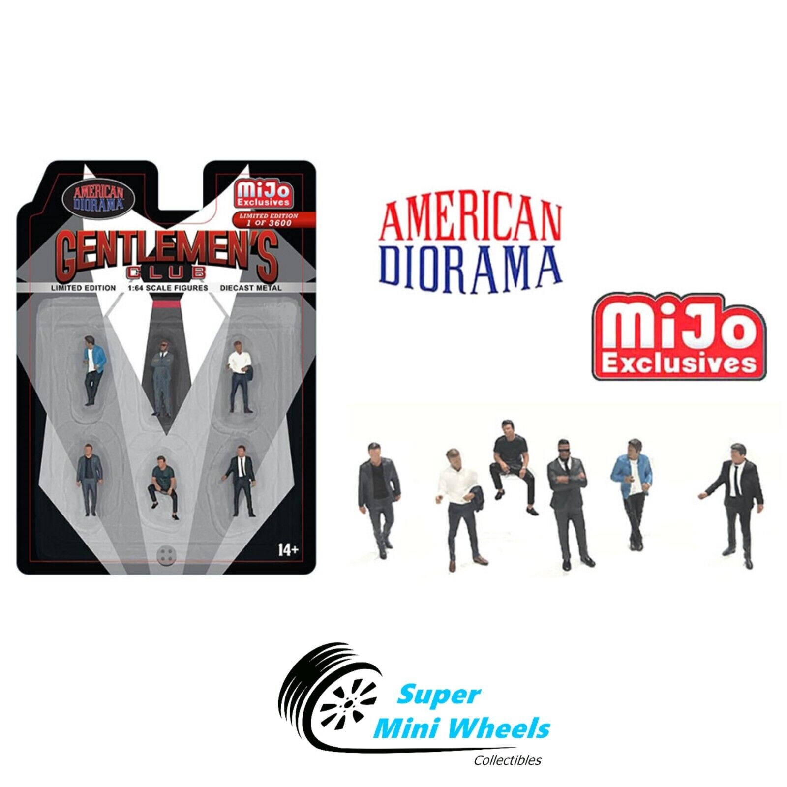 American Diorama 1:64 - Gentlemen’s Club Figures - 6pcs Set - Metal AD-64528MJ