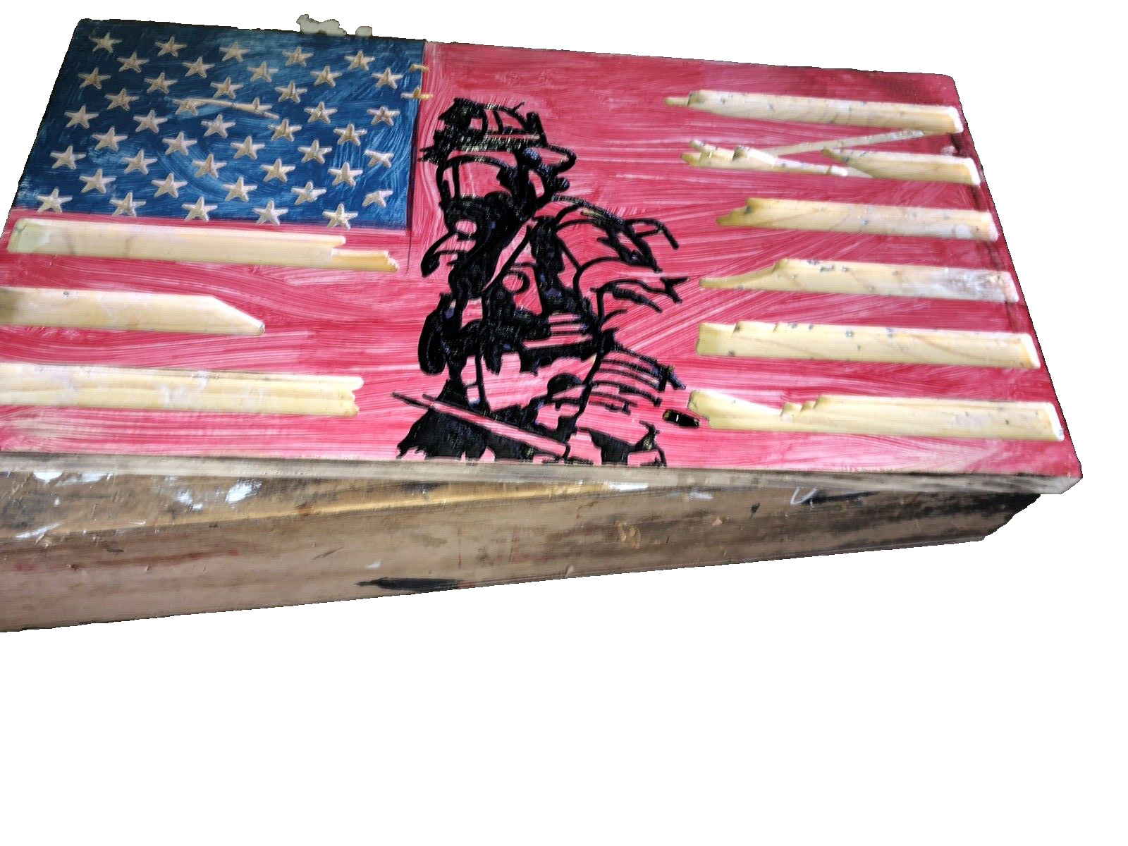 distressed Painted FiremanUS American Flag Outdoor Duty Stars Banner Stripes