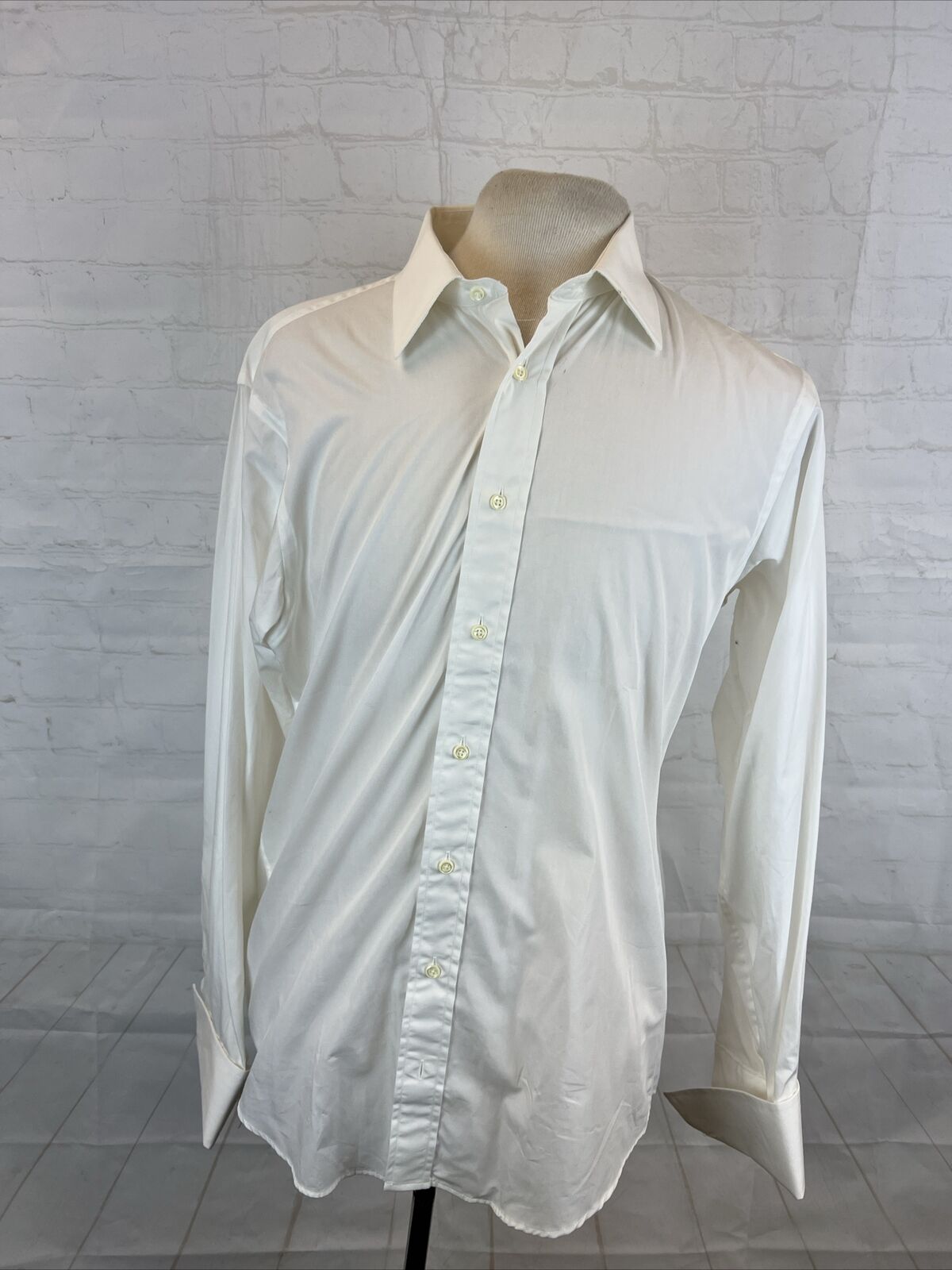 VINTAGE Burberry Men\'s White Cotton Dress Shirt 16 - 35 $225