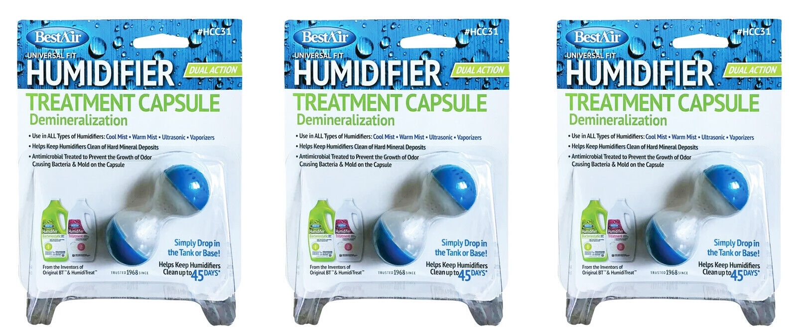 BestAir Humidifier Treatment Capsule (HCC31) Dual Action - 3 NEW SEALED