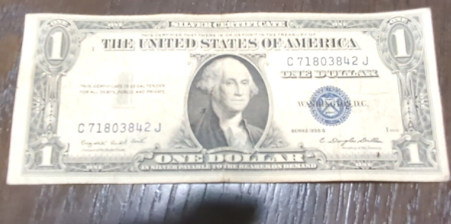 VINTAGE 1935-G WITH MOTTO ONE DOLLAR BILL SILVER CERTIFICATE $1 BLUE SEAL VNC