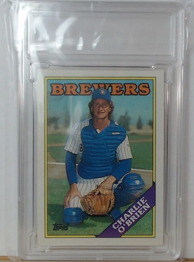 Topps 1988 566 Charlie O\'Brien Brewers Baseball Card Slab NM-MT
