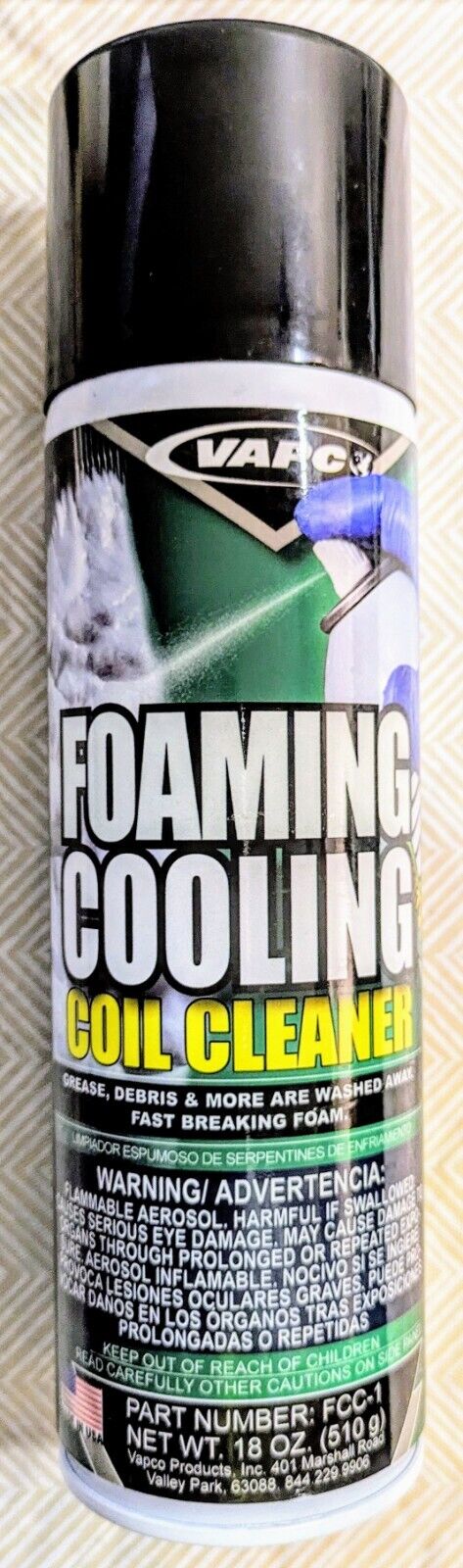 Foaming Cooling Coil Evaporator Cleaner VAPCO 18 oz (510 g) No Rinse Formula
