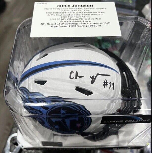 Chris Johnson Signed Speed Lunar Mini Helmet Tennessee Titans JSA Certified