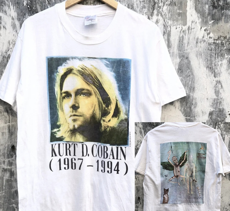 Vintage Memorial Kurt Cobain 1967-1994 Shirt Double Sides Unisex S-5Xl