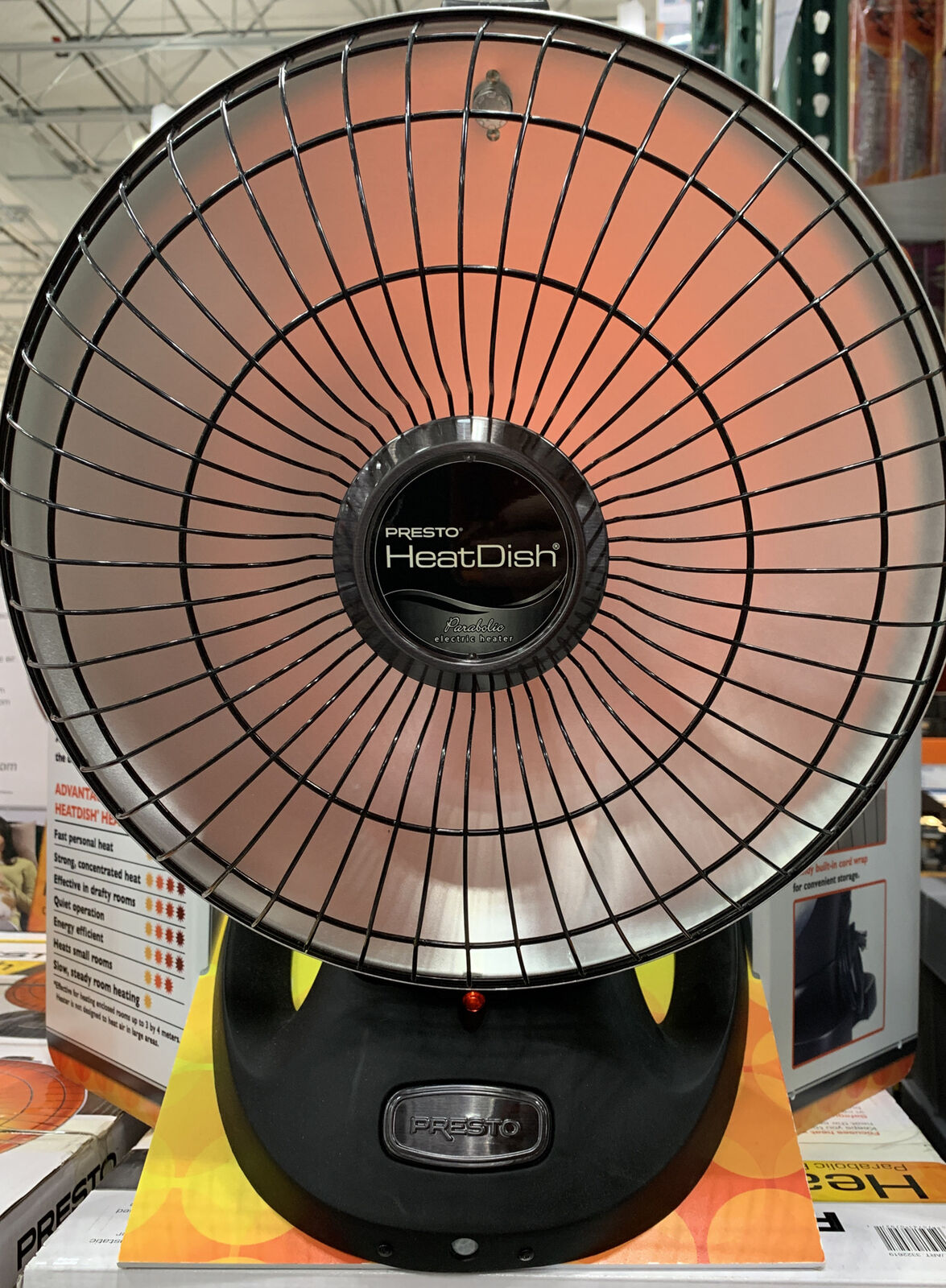 Presto Heat Dish Parabolic Electric Heater (Black Grill)
