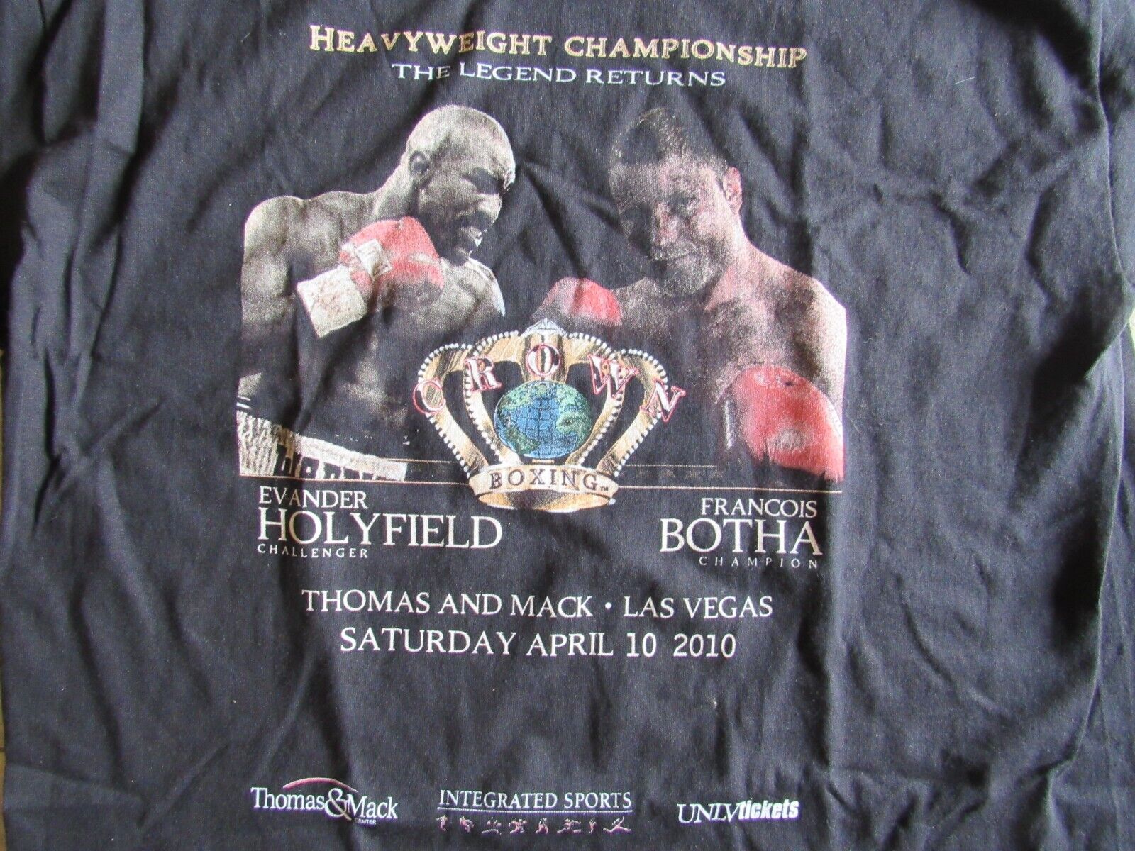 RARE Vintage Boxing Evander Holyfield Vs Frans Botha Fight T Shirt Las Vegas