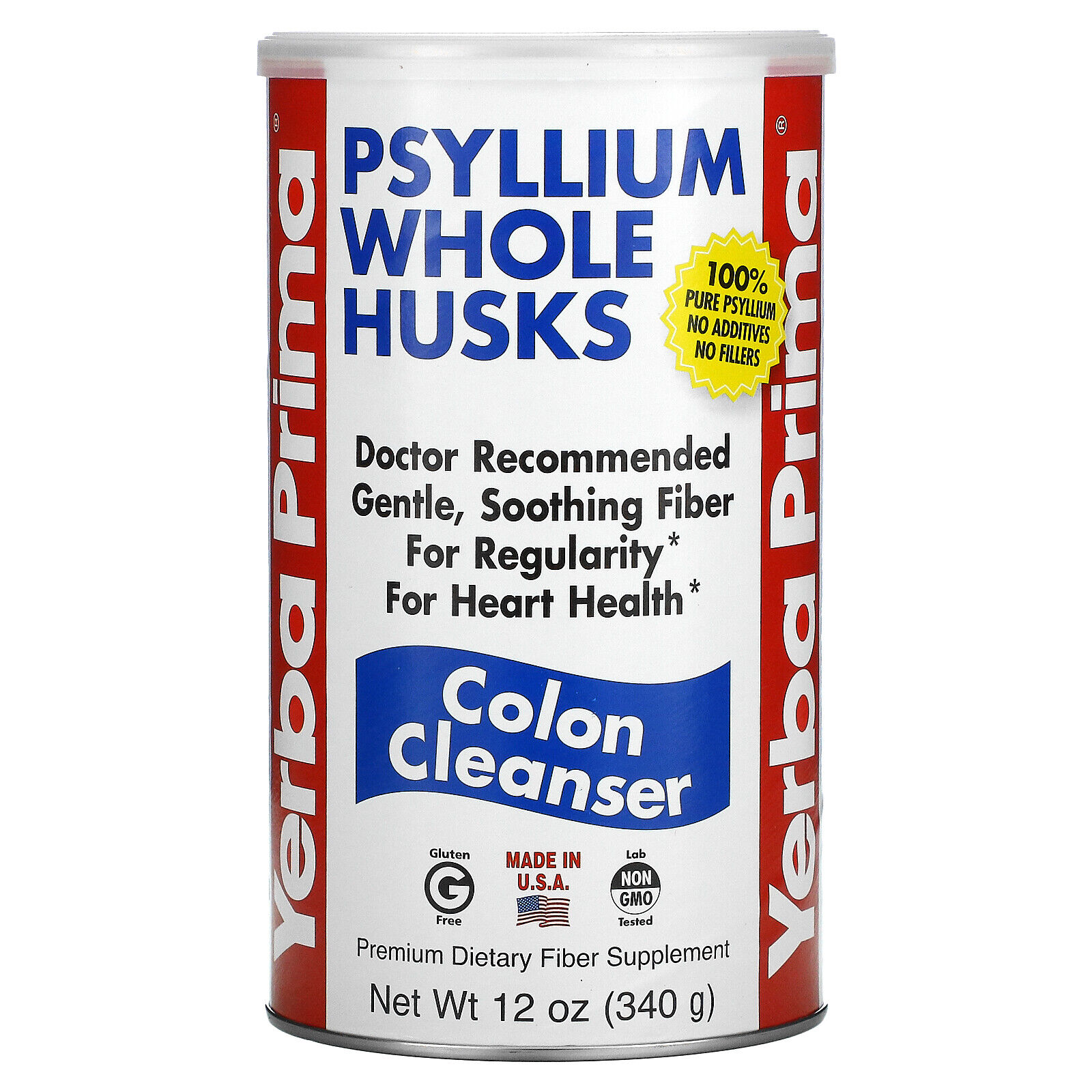 Yerba Prima Psyllium Whole Husks Colon Cleanser 12 oz 340 g Gluten-Free