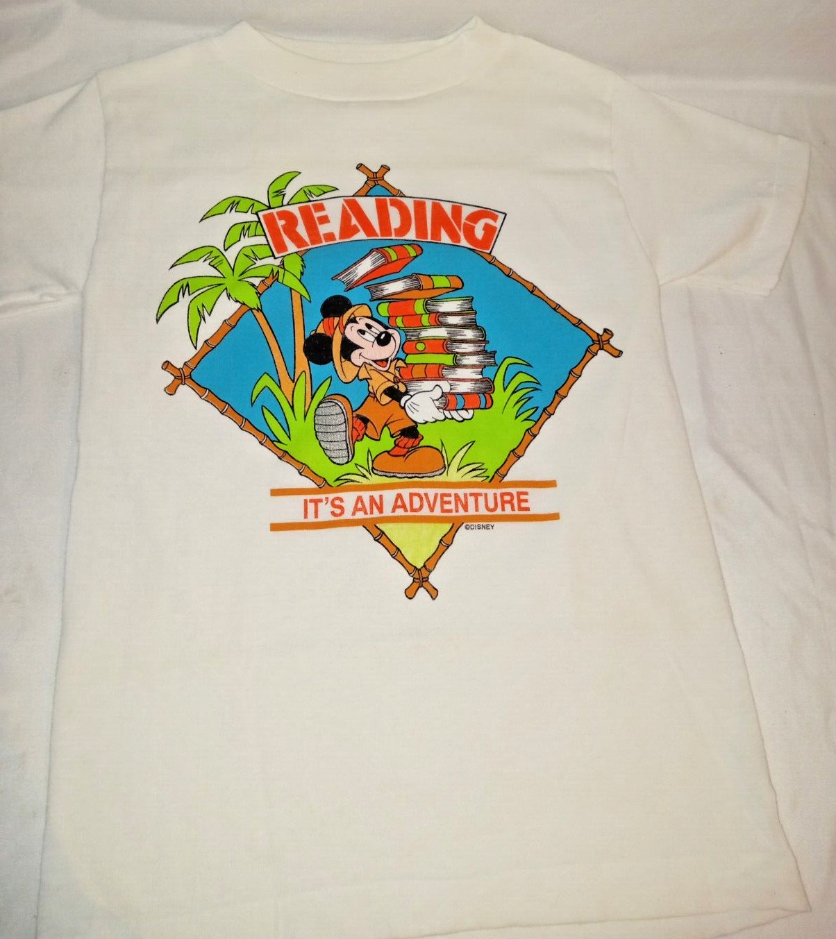 📚Vintage 80s Disney Reading Is An Adventure Mickey Mouse Tee Kids Small 6/7 📚