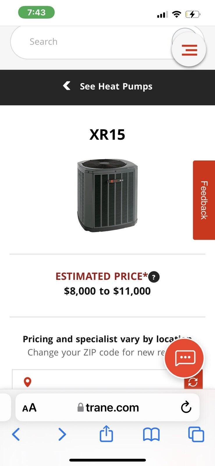 Trane XR 15 Heat Pump 5 Ton