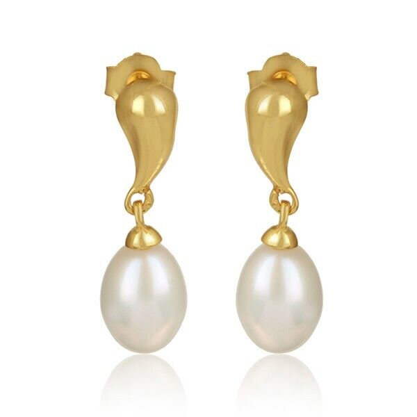 Loveable Playful Pearl Drop Earrings In Gold Plated Stunning Gift For Women\'s
