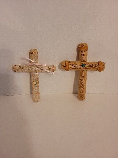 2 Simple Crosses Handmade Marked 6\