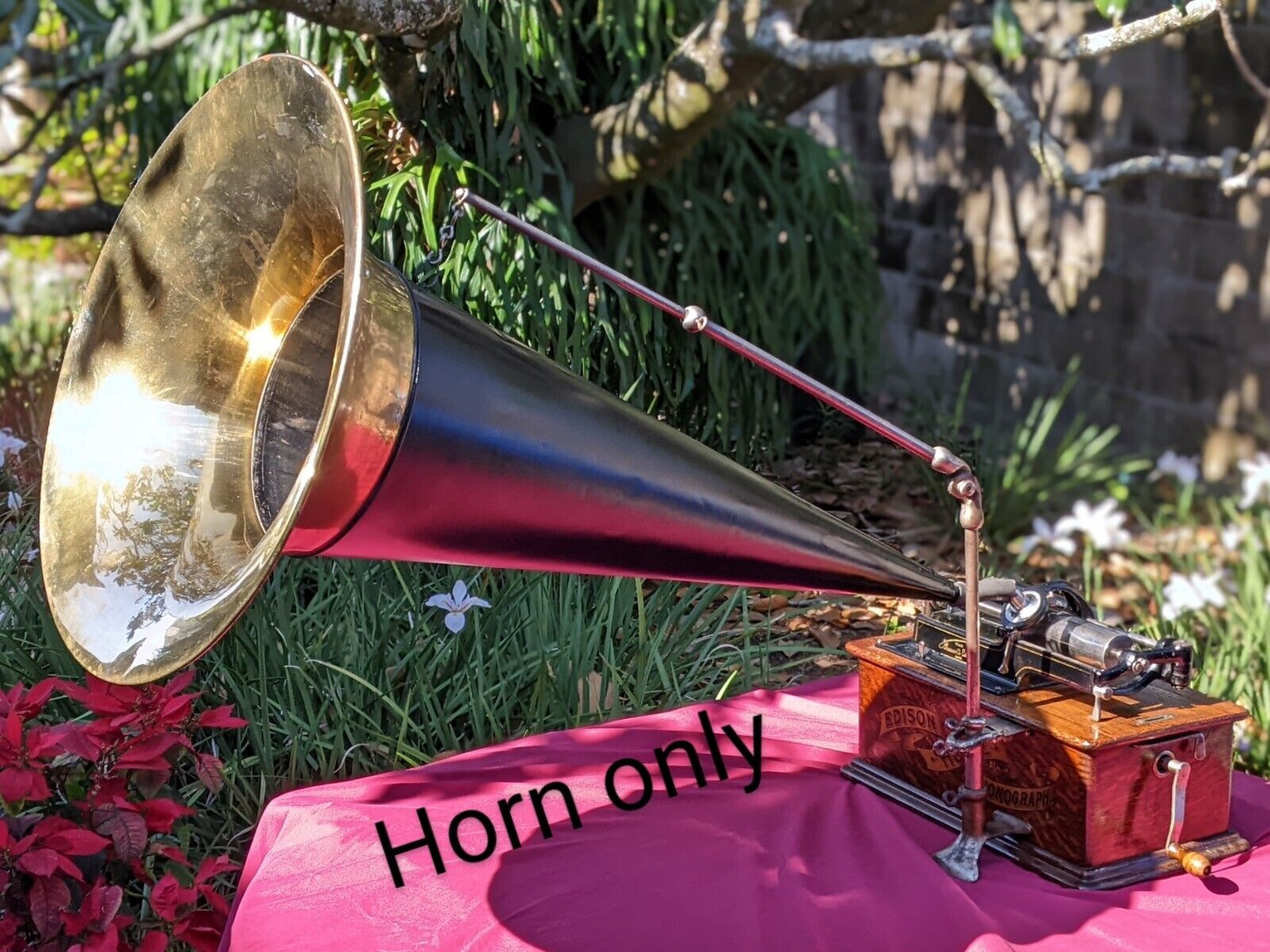 Antique Cylinder Player Phonograph Horn Black Brass 36\