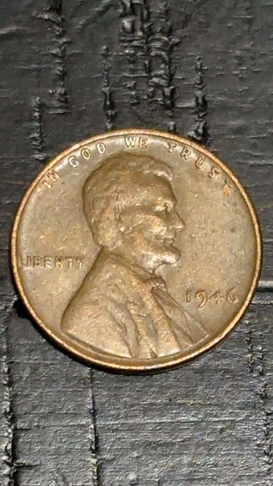 1946 wheat penny no mint mark Extremely Rare Error on the rim \