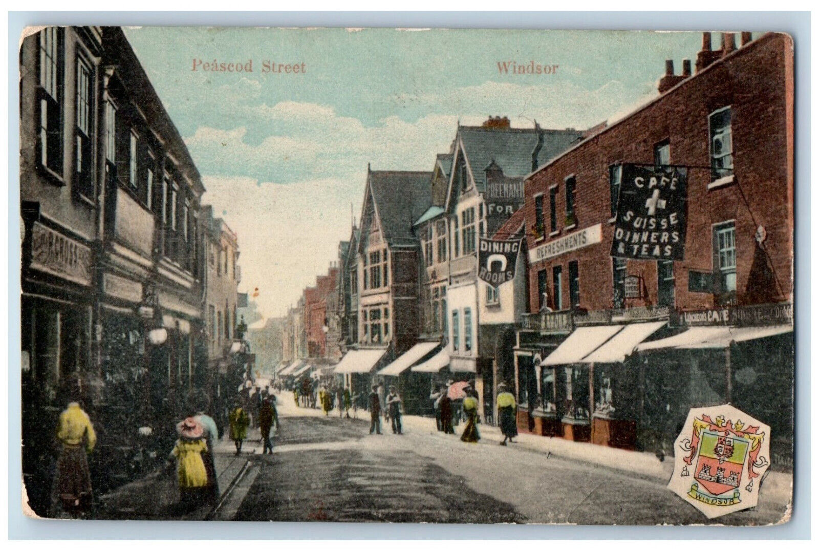 Windsor Berkshire England Postcard Peascod Street 1909 Posted Antique