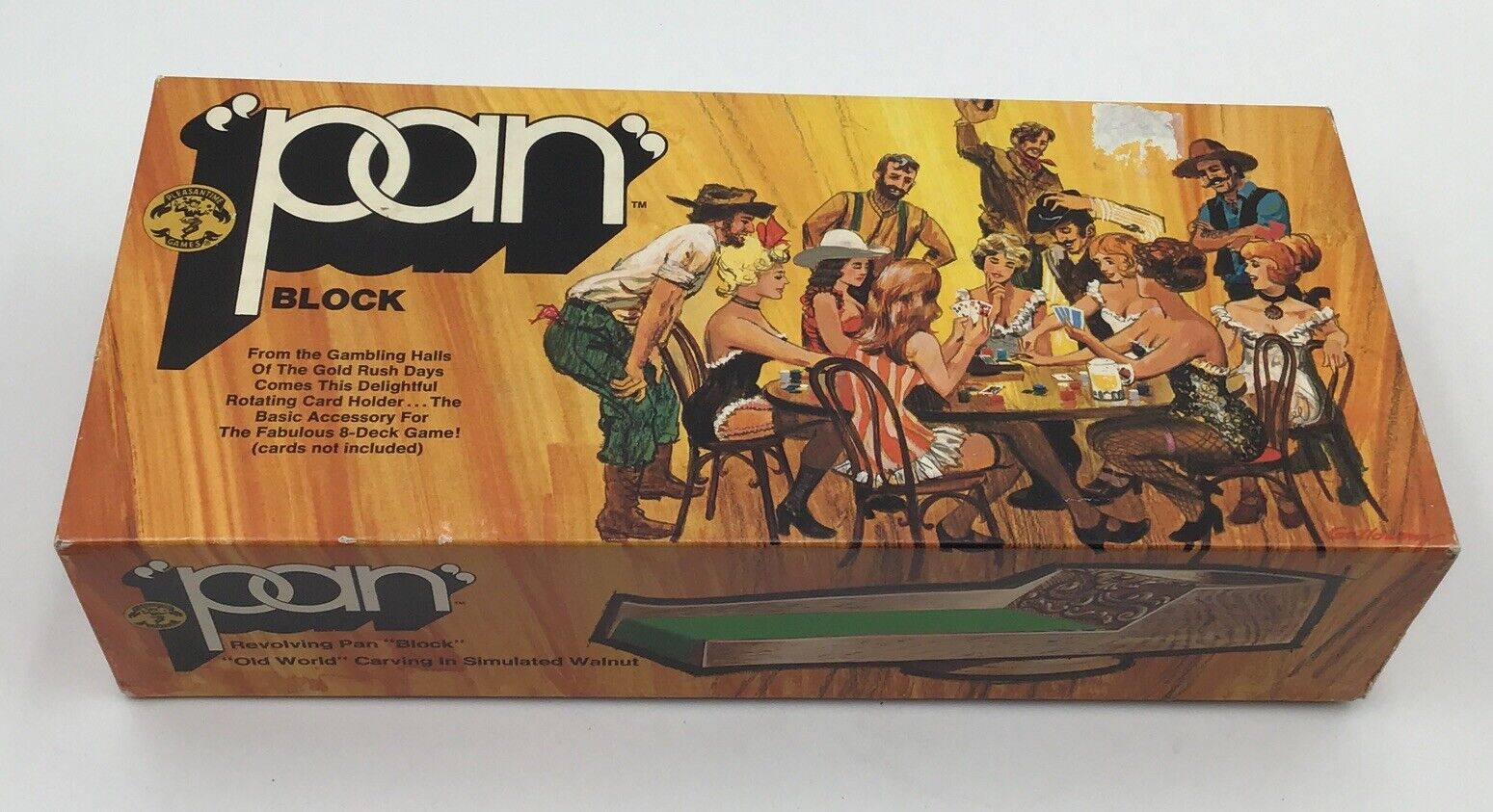 Vintage Revolving Pan Block Pacific Game Co Simulated Walnut No. 608, 1973