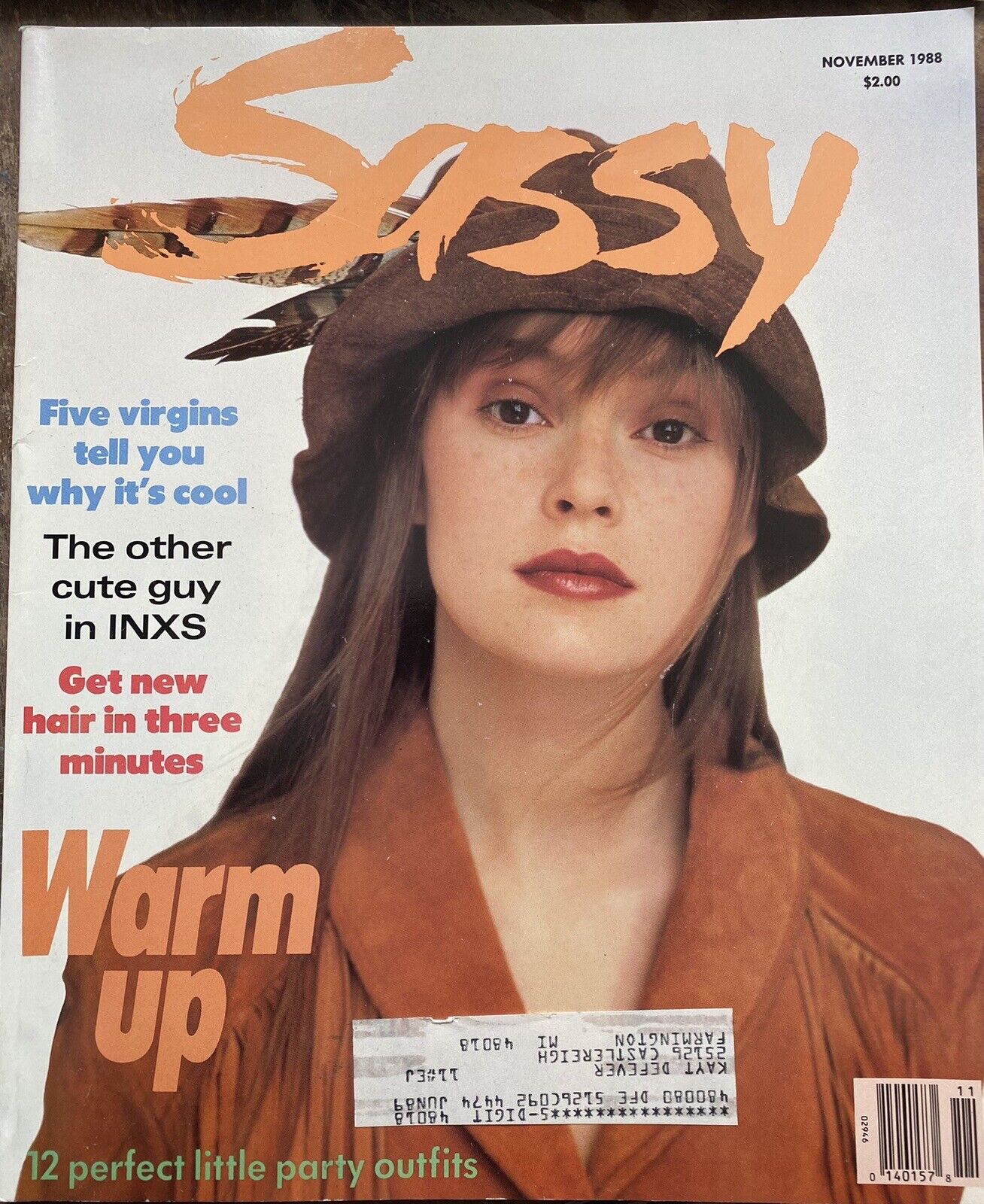 Sassy November 1988 INXS Ricki Lake pre-fame Brad Pitt 80s Fashion 80s music