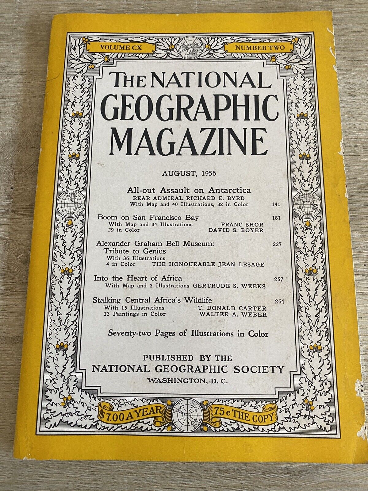 Vintage August 1956 National Geographic Magazine - Very Good