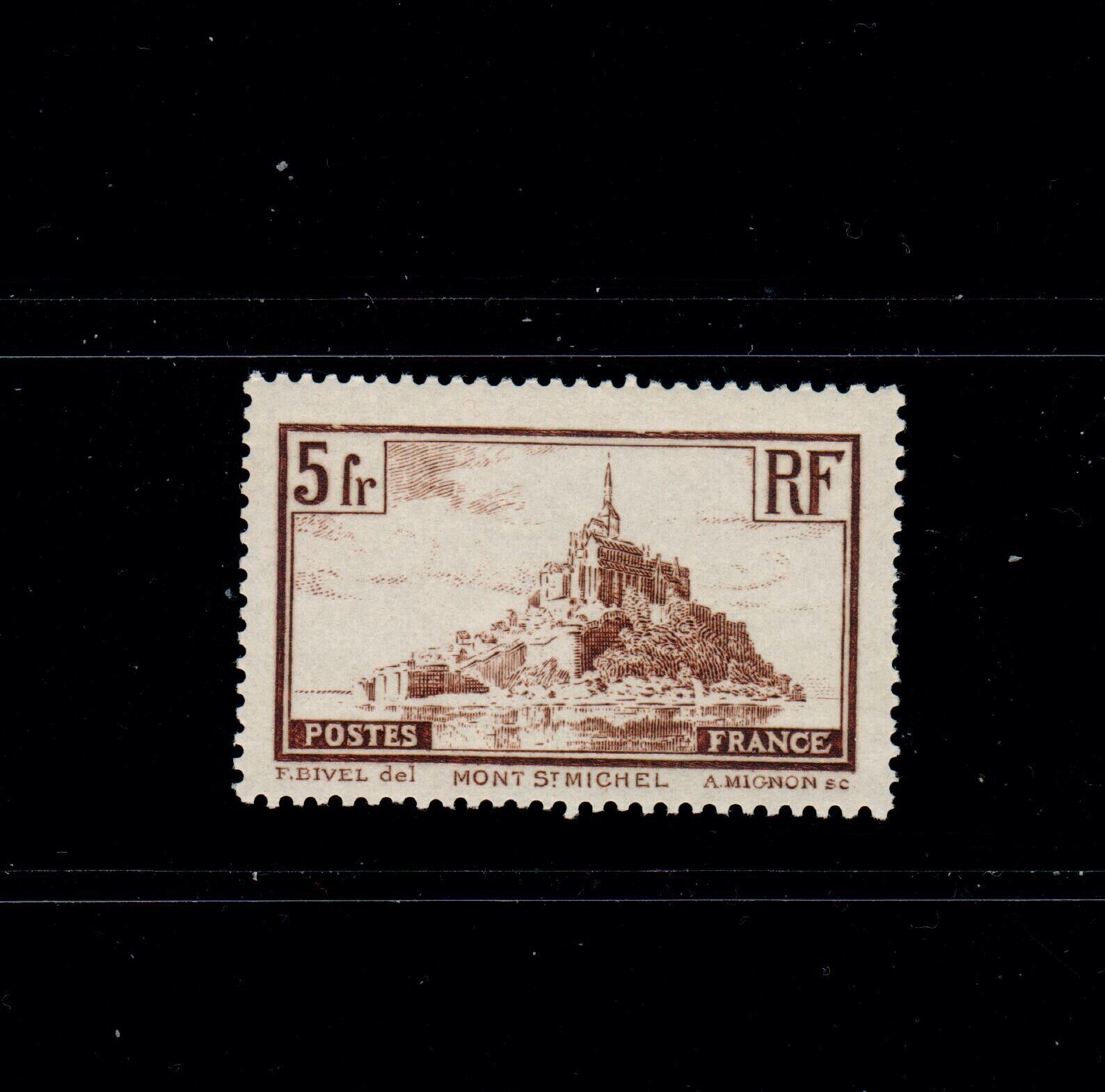 France SC# 249 Mint NH. OG. 1931 5fr Mont-Saint-Michel Brown